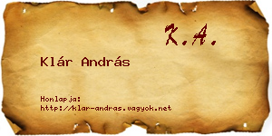 Klár András névjegykártya